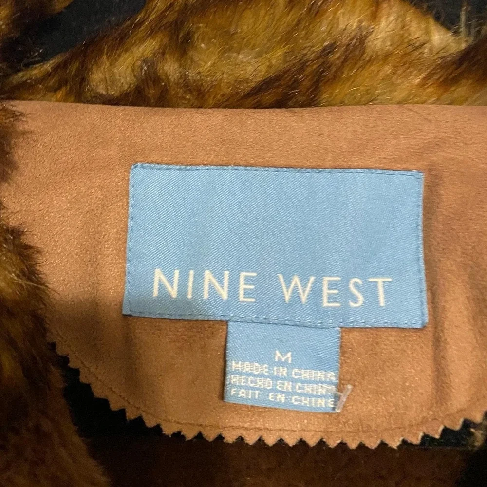 Vintage Penny Lane Suede Fur Trim Brown Coat Medium Boho Y2K 1990's Winter Cabin